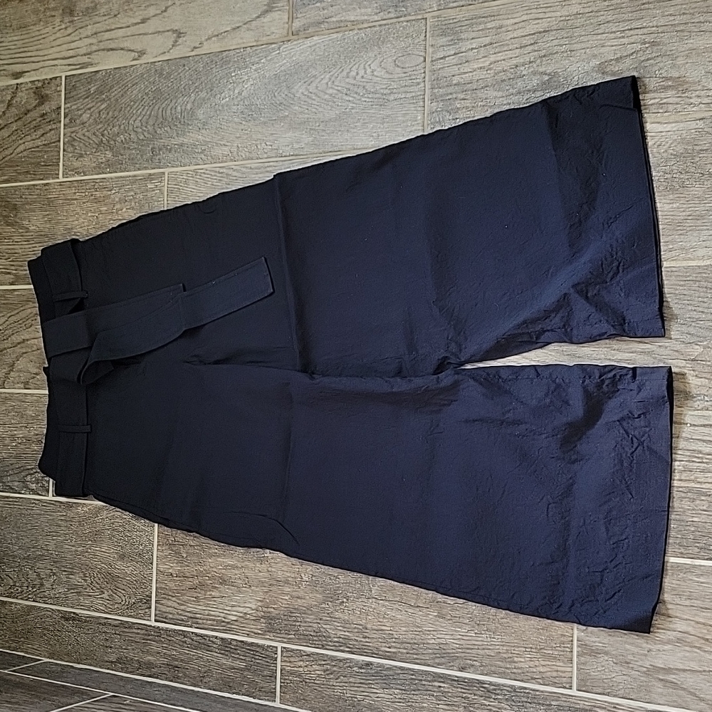 THEORY Crop Linen High Waisted Pants Navy Size 0